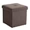 Simplify 15" Faux Linen Folding Storage Ottoman Cube